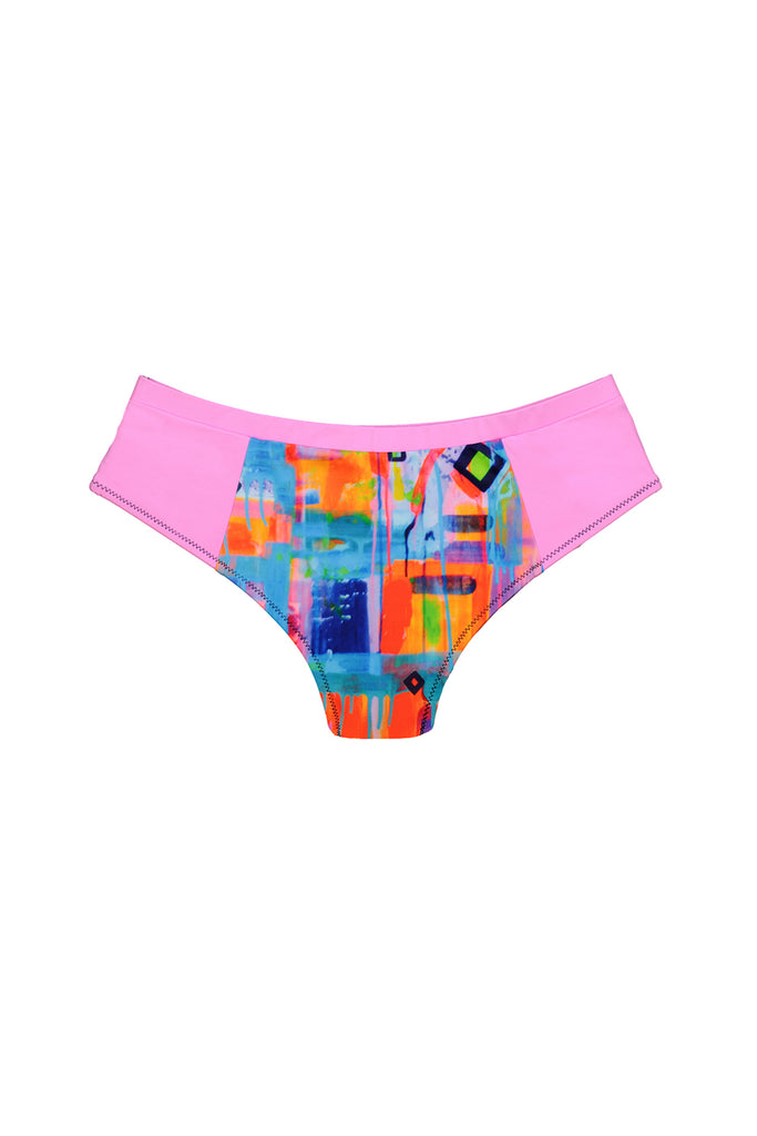 patterned bikini bottoms with pink