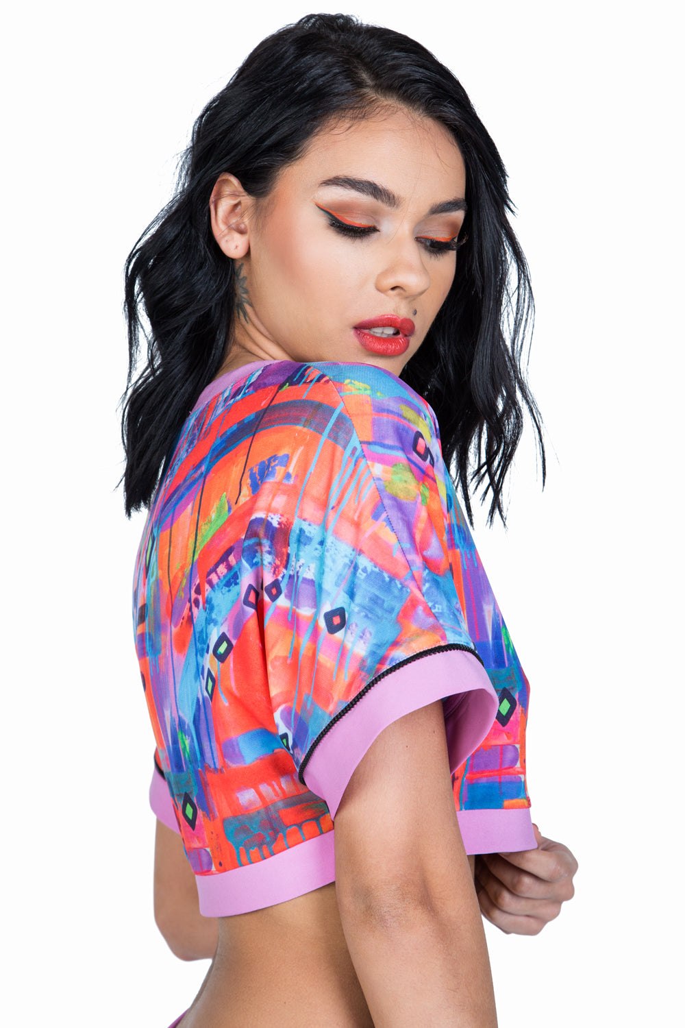 side angle patterned crop top