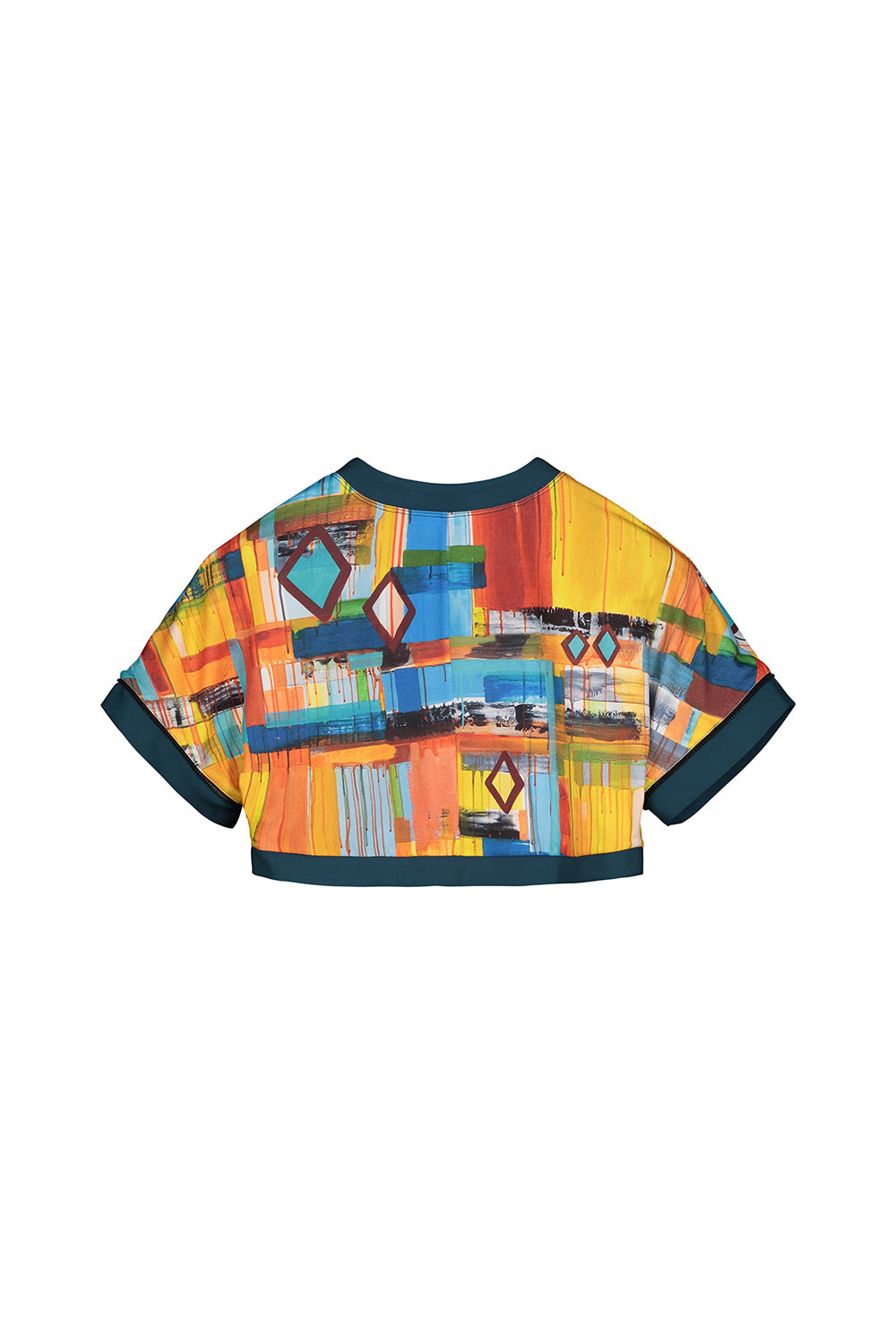 back of patterned crop top