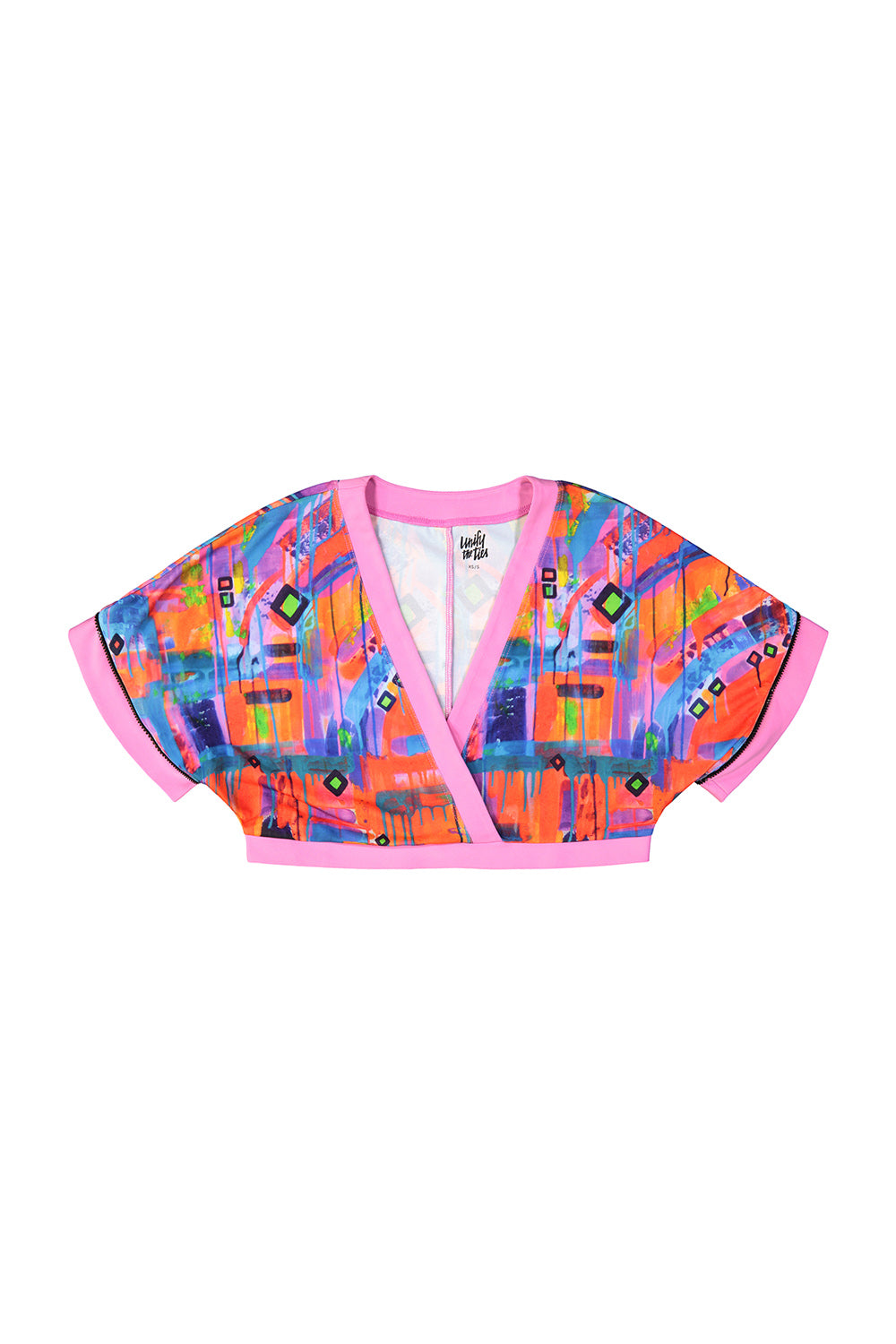 patterned crop top pink outline