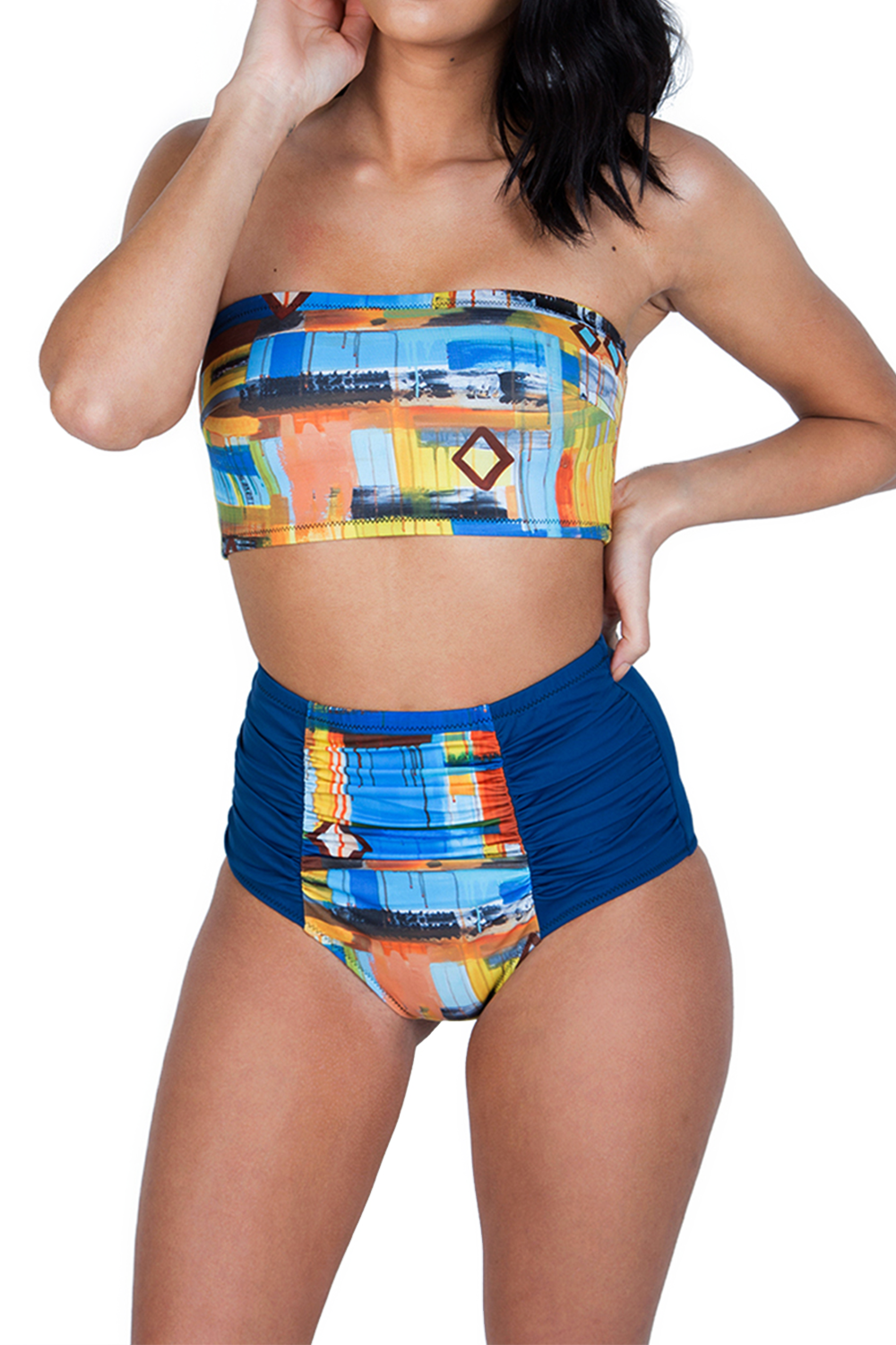 patterned bikini tube top