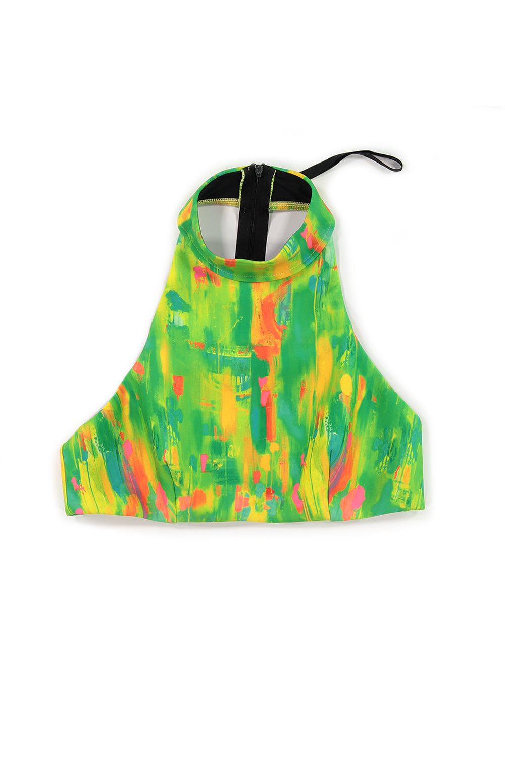 front of patterned halter top