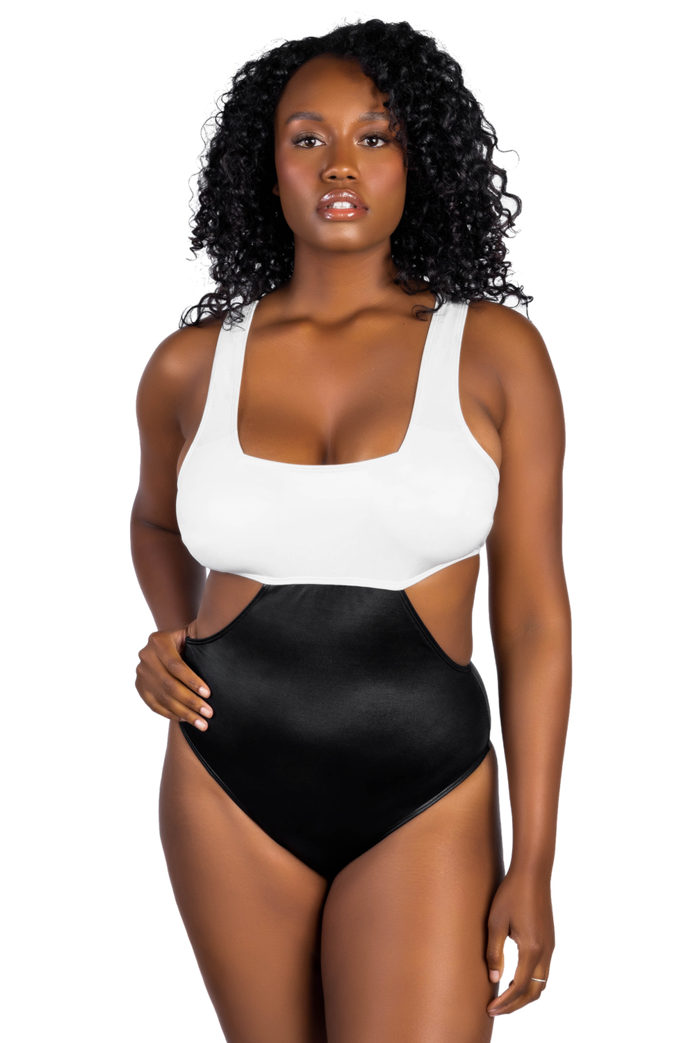 one piece bikini swimwear black leather