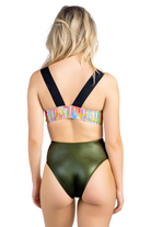 colorful bikini one piece black straps