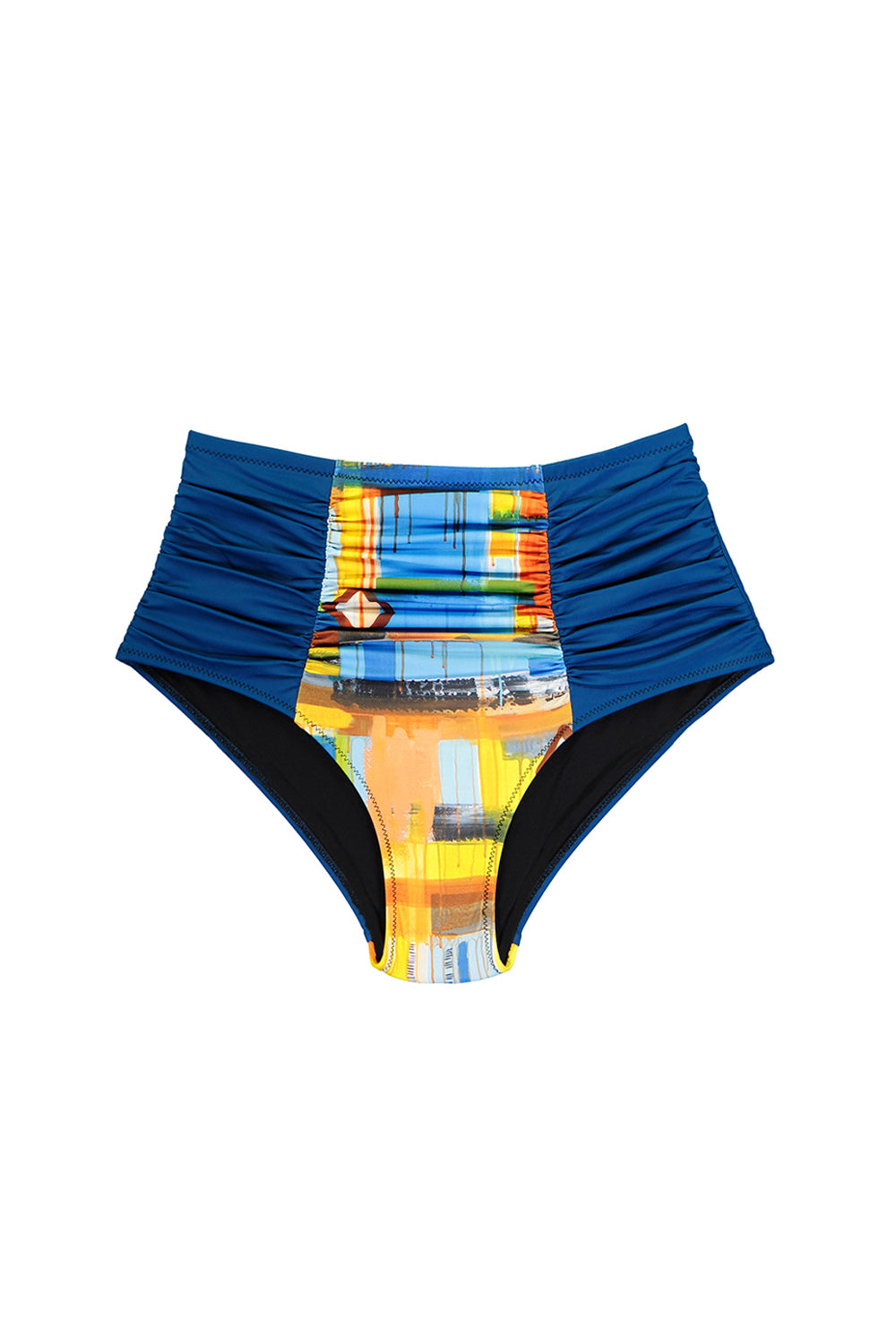 high wasited blue patterened bikini bototm