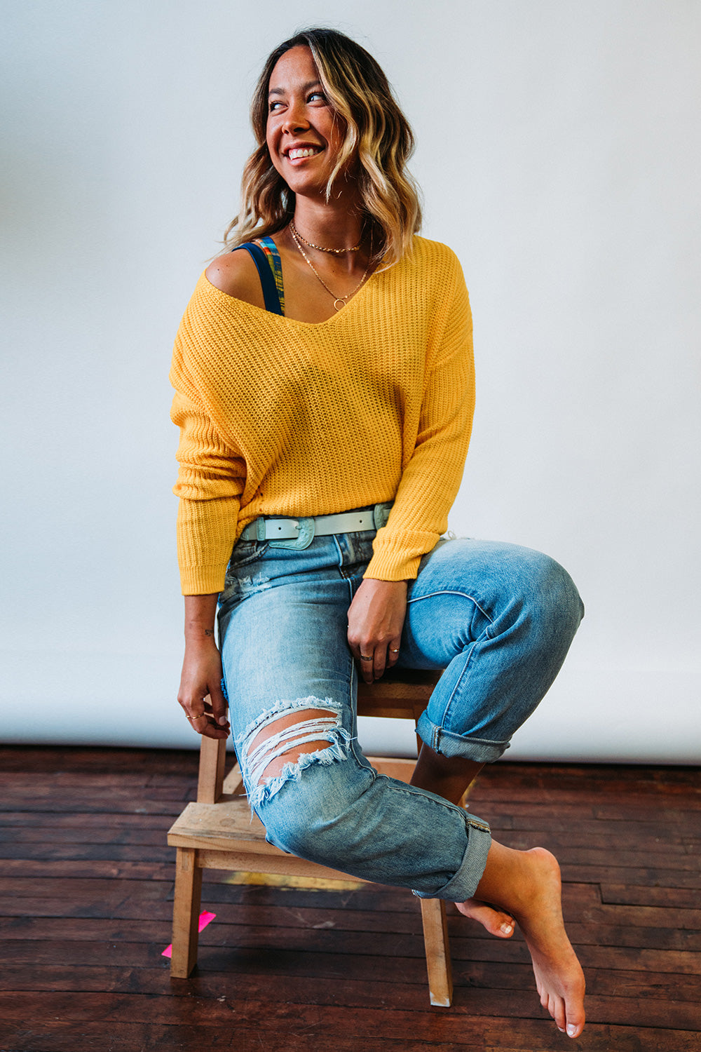 model wearing bkini under regular top