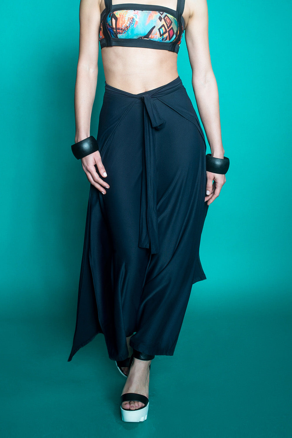 front black wrap pant with ties