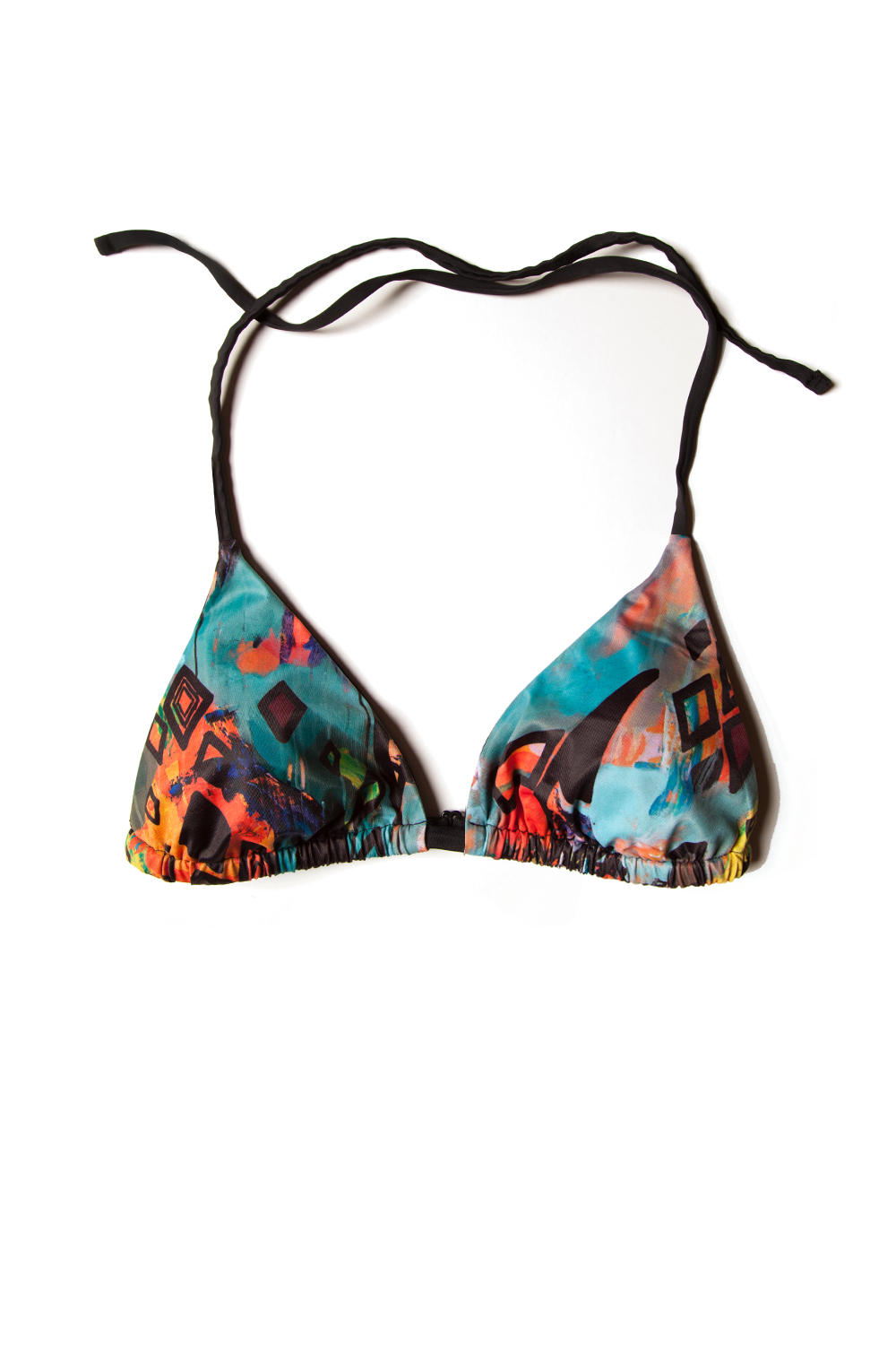 patterned bikini top with straps