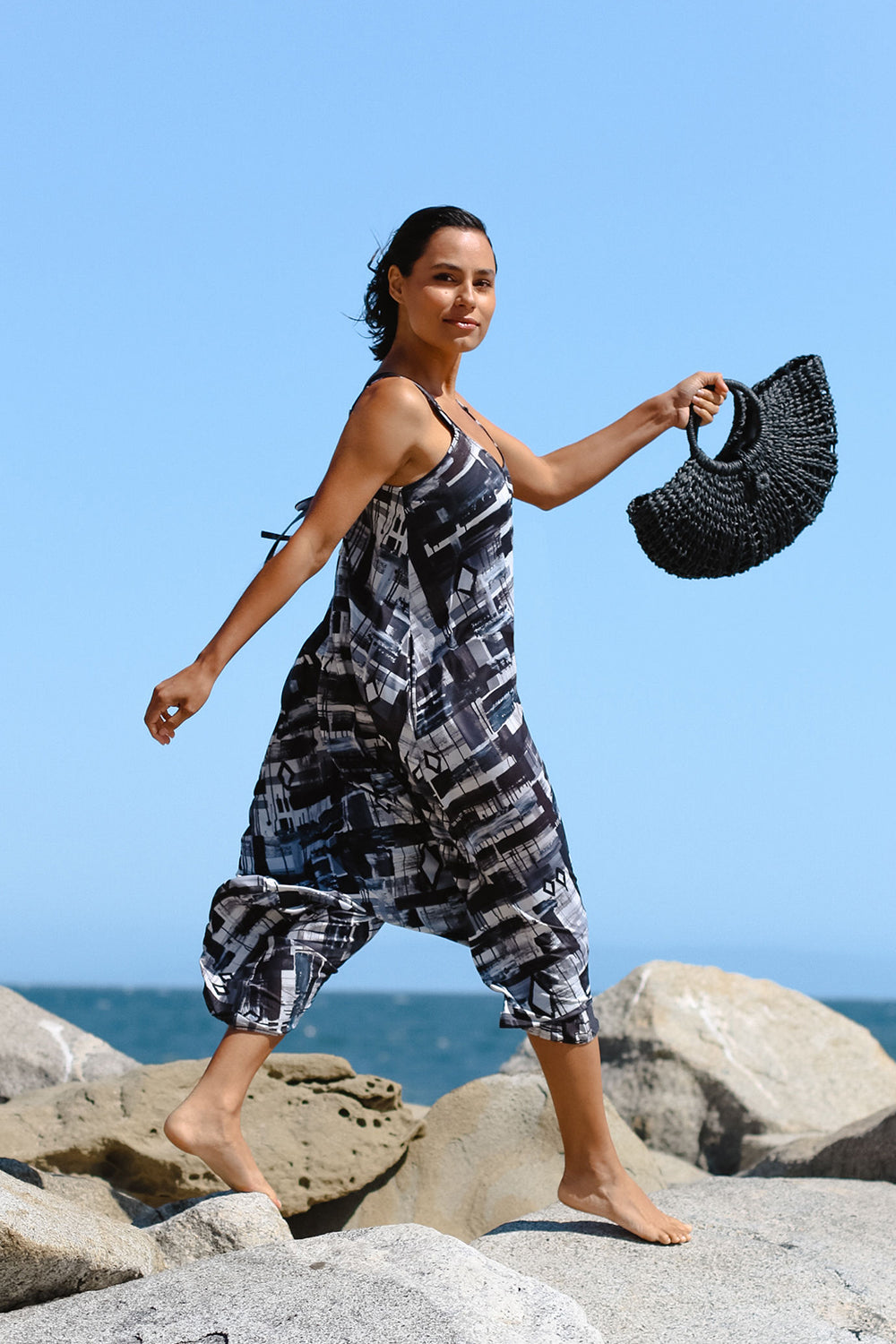 black patterned jumpsuit