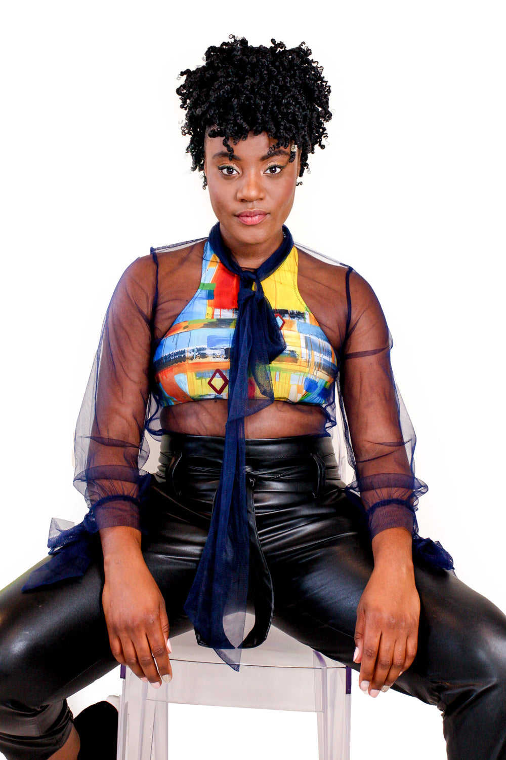 woman wearing halter top patterned