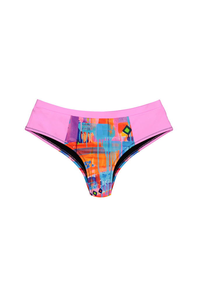 patterned bikini bottoms with pink
