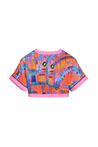 back of patterned crop top 