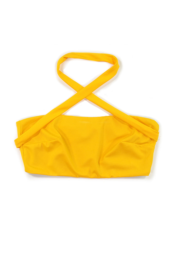 yellow tube top with belt