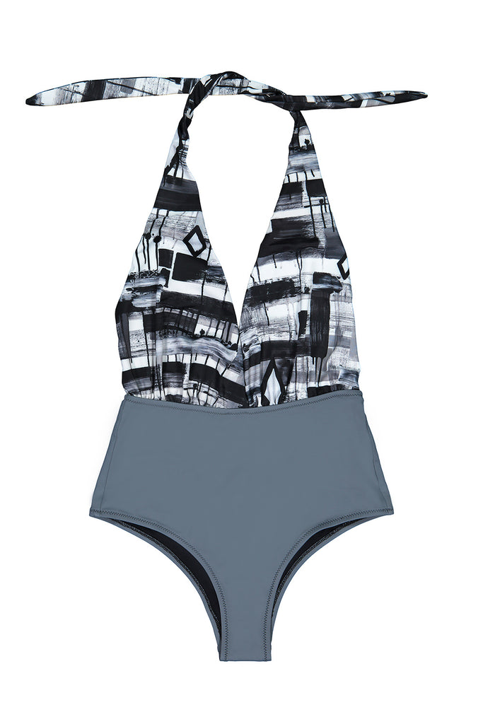 one piece patterned swimsuit