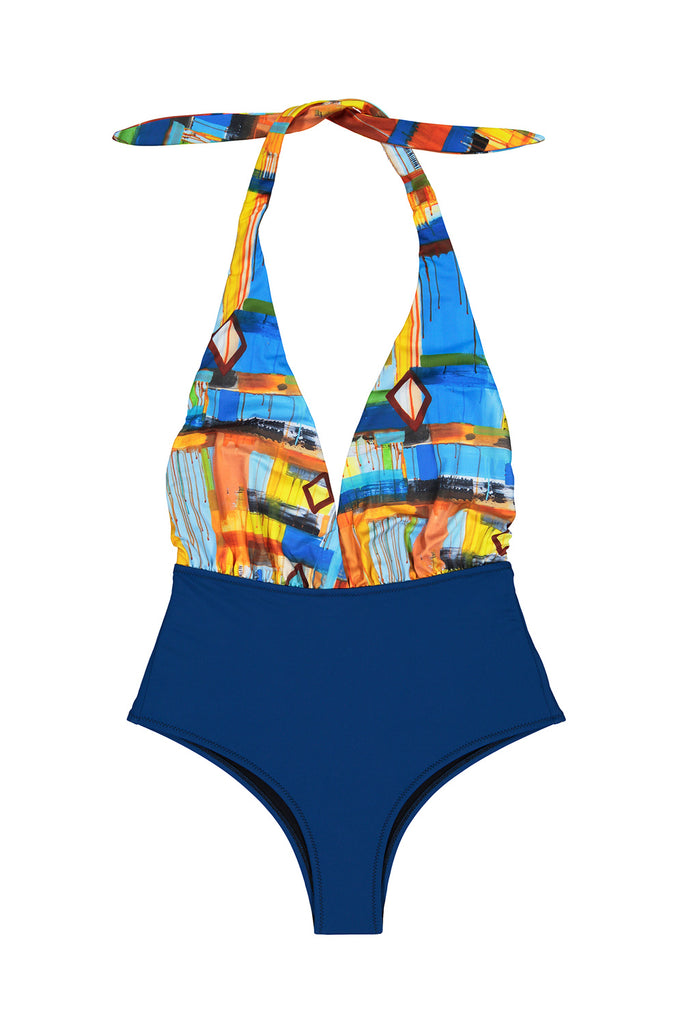 one piece patterned bathing suit