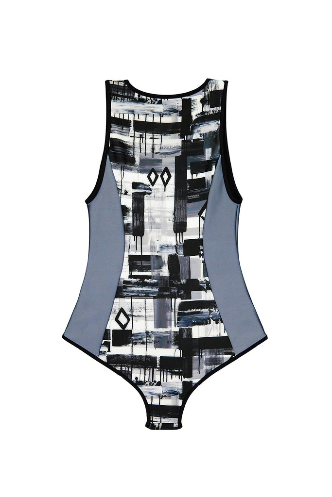 patterned one piece bathing suit