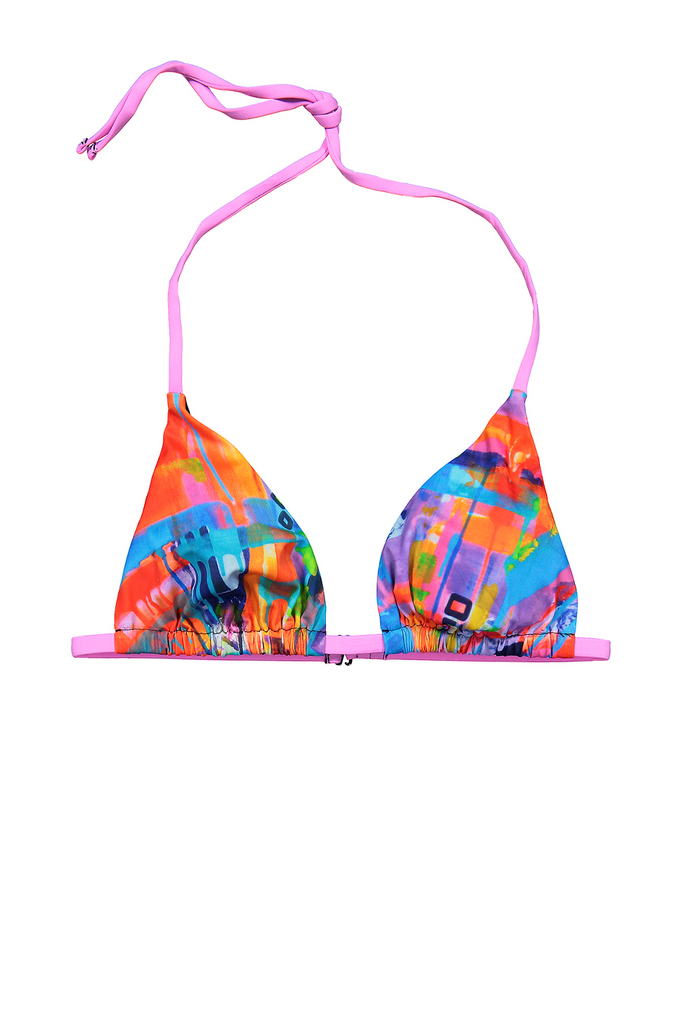 colorful bikini with pink straps