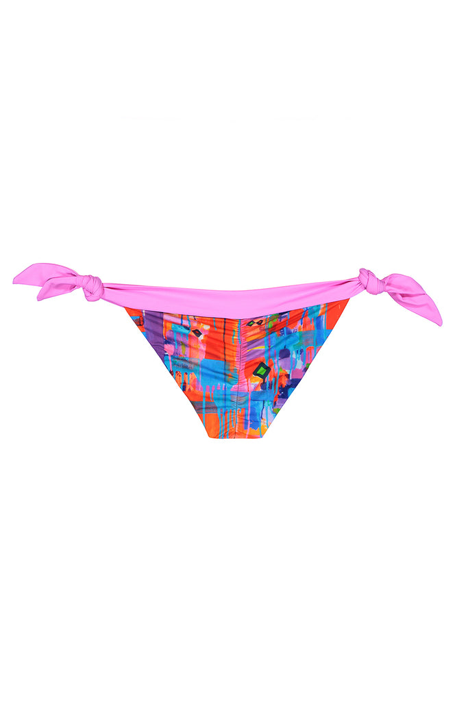 neon patterned bikini bottoms pink ties