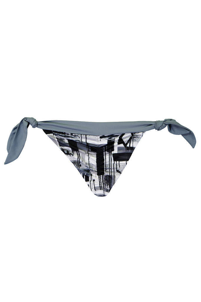 front of patterned bikini bottoms with ties