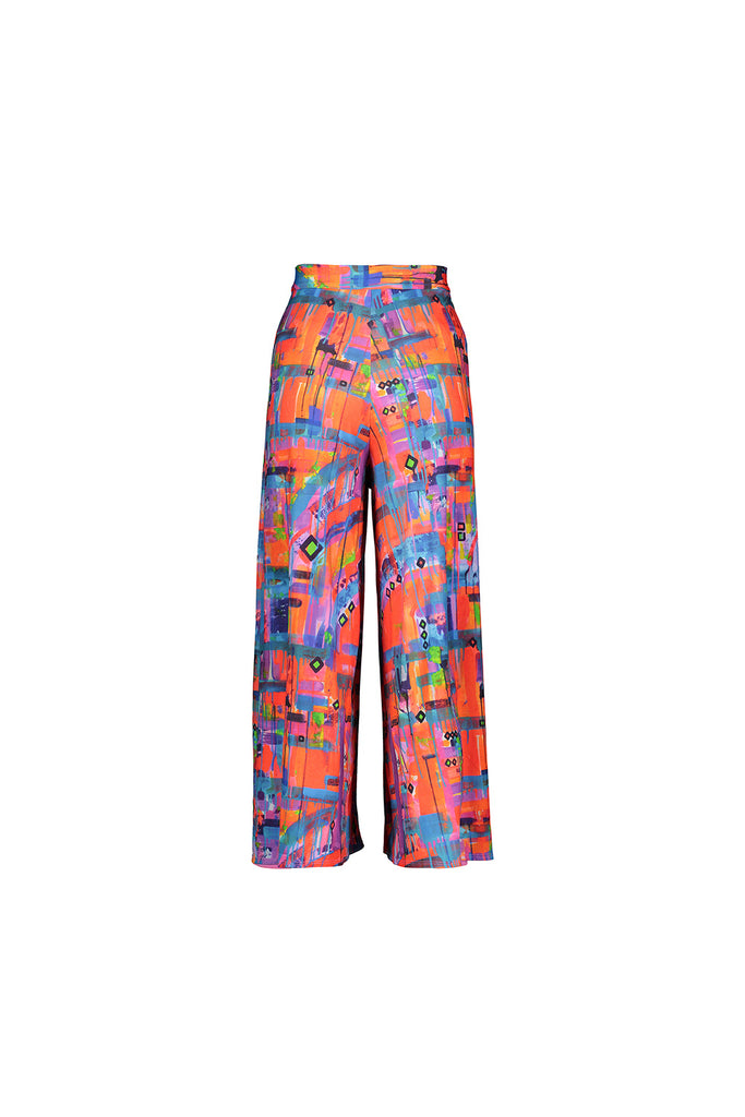 neon patterned wrap pant
