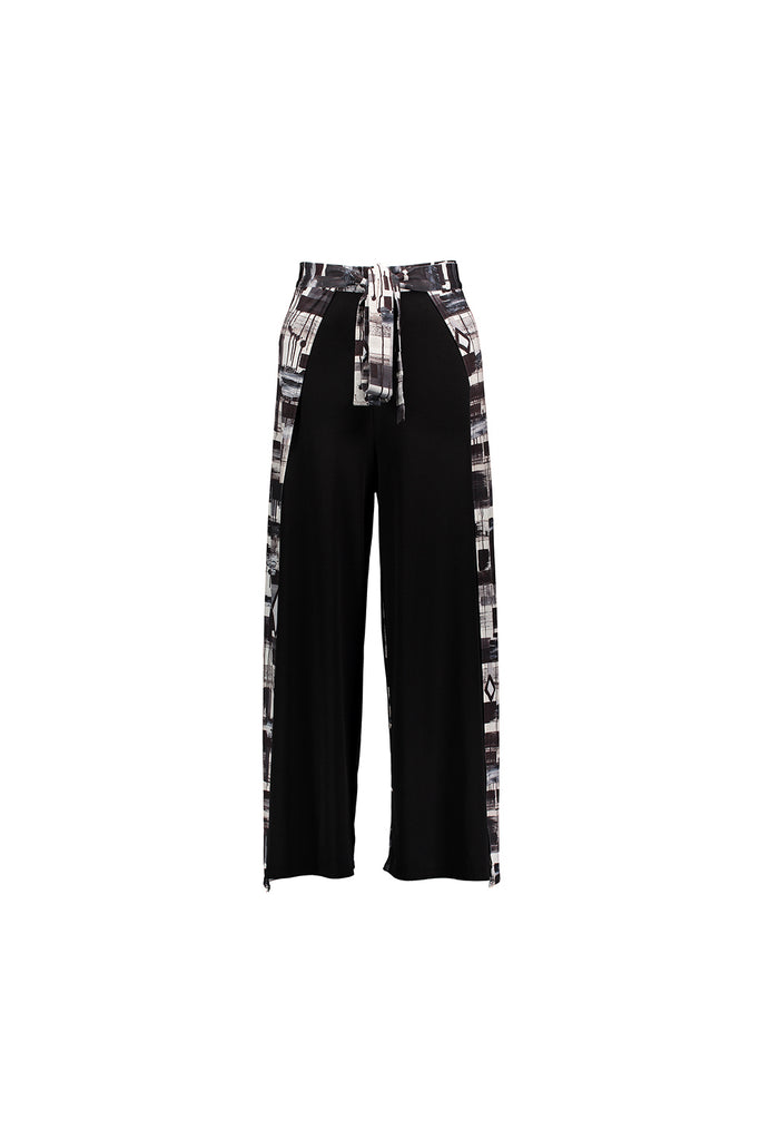 opened black patterned wrap pant