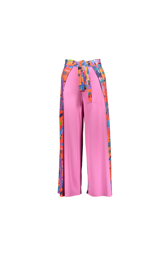 patterned pink wrap pant
