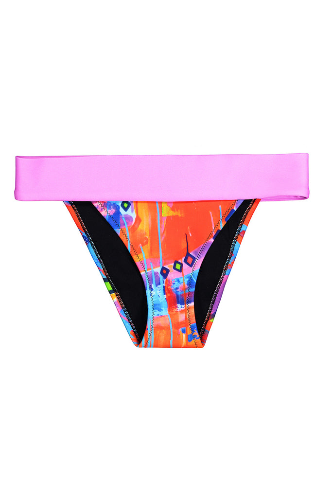 bikini patterned bottom pink strap