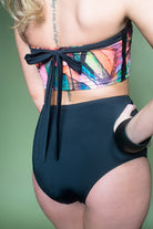 back of colorful tube top with tie
